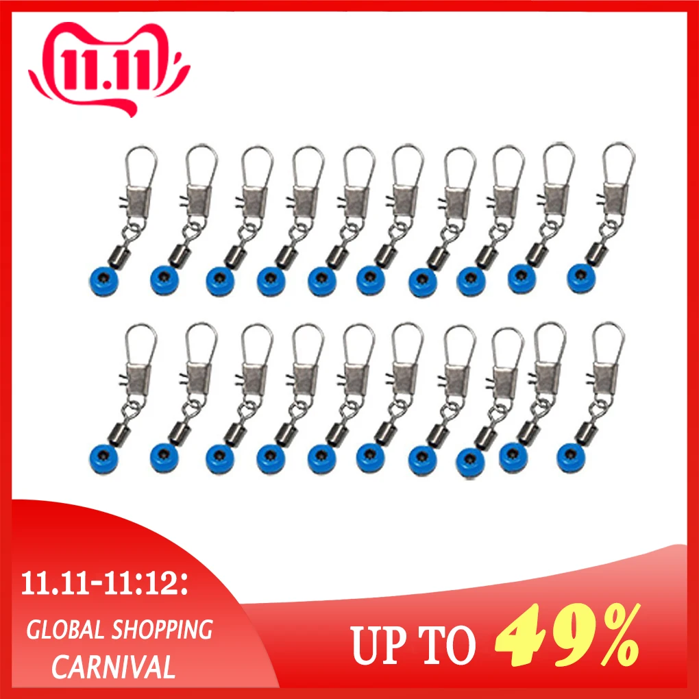

High Quality 20Pcs Blue Fishing Line to Hook Swivels Shank Clip Connector For Fishing