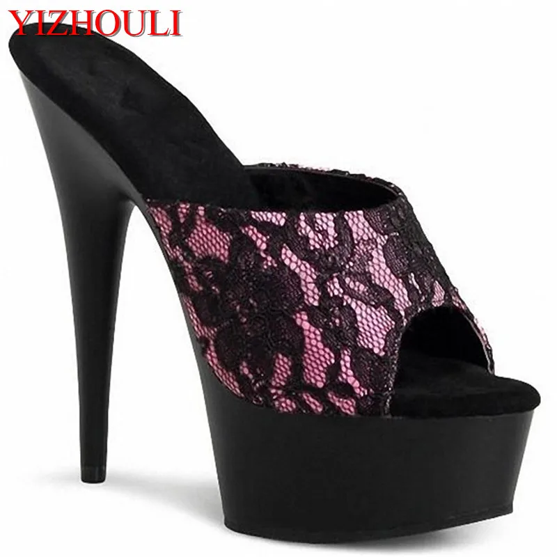 

Fashion mesh, 15cm heels, summer stage models, club pole dancing sandals