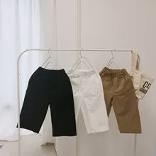 Ka qi huang zi повседневные штаны для детей для девочек из чистого хлопка свободное подходящий по размеру свободные штаны в Корейском стиле Капри летняя детская одежда