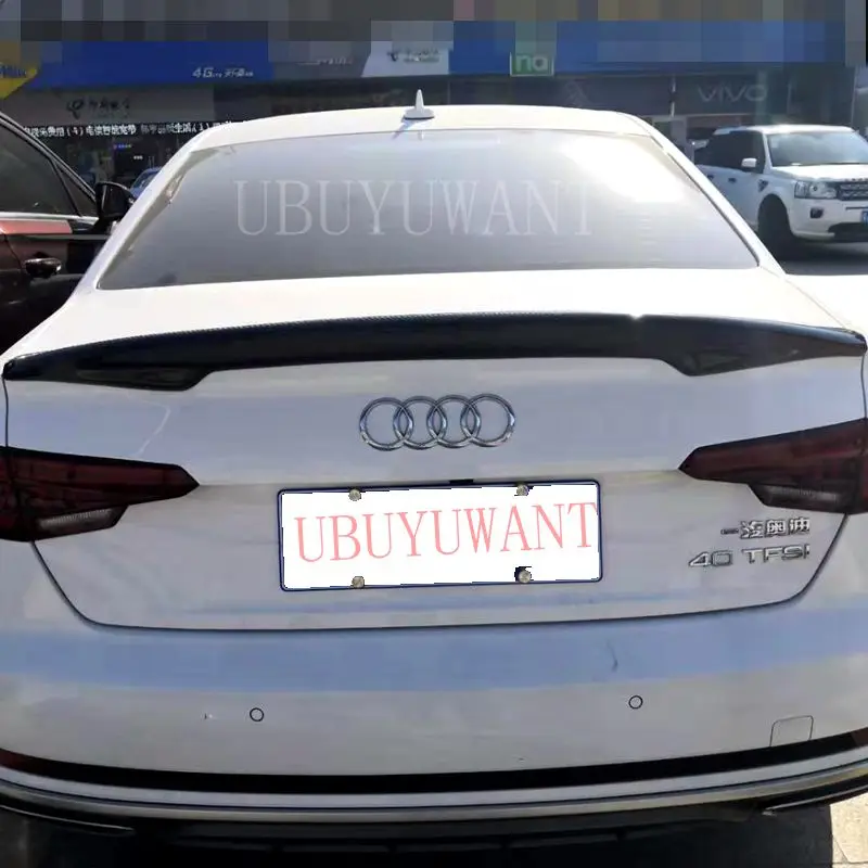 Углеродное волокно в стиле задний багажник спойлер для Audi A4 B9 черный автомобиль украшение в виде хвостового крыла для A4 B9