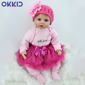 

OKKID 55cm Baby Bebe Doll Reborn Simulation Soft Silicone Reborn Toddler Baby Dolls Toys For Girls Child Birthday Christmas Gift