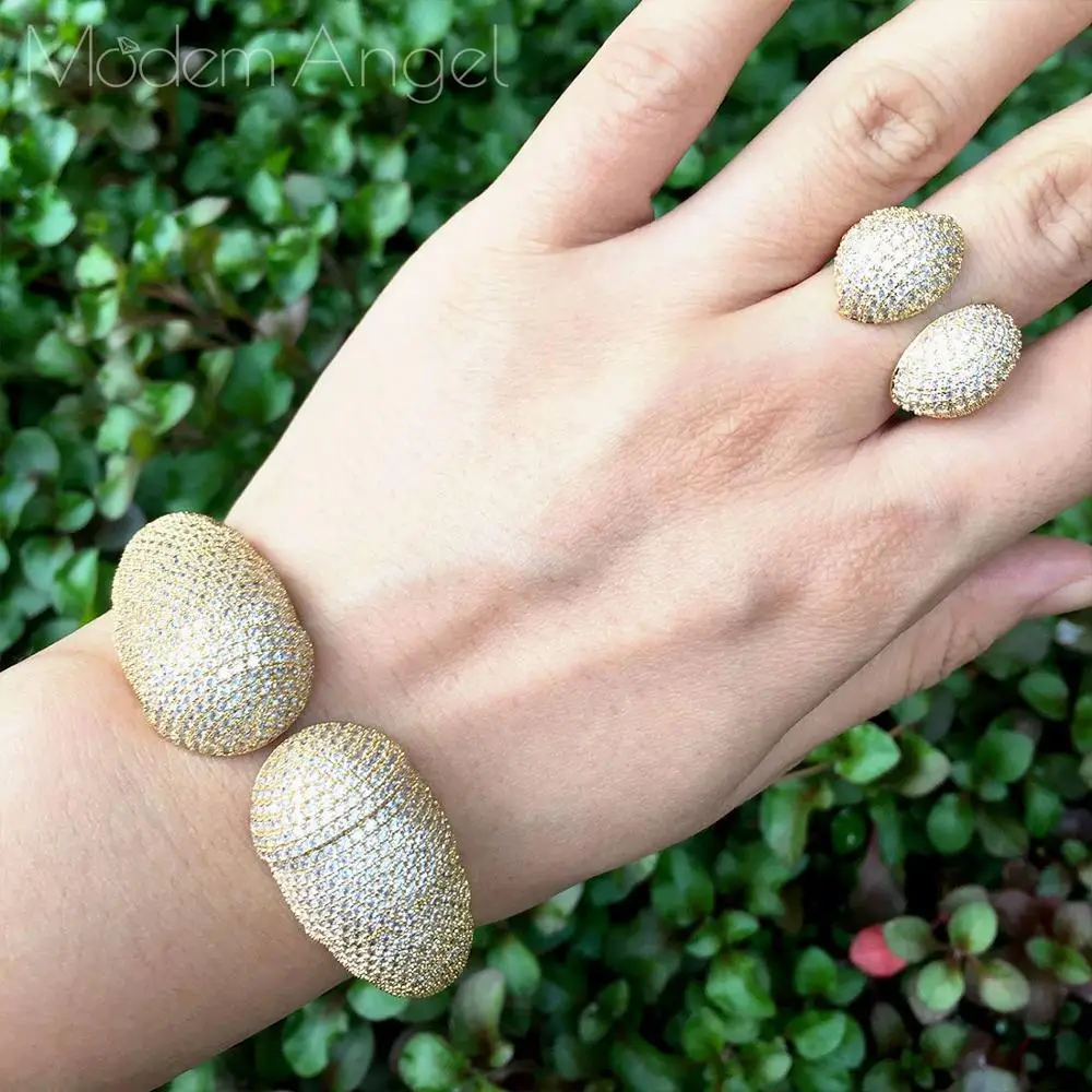 ModemAngel модный роскошный супер браслет кольцо наборы модные дубаи женские