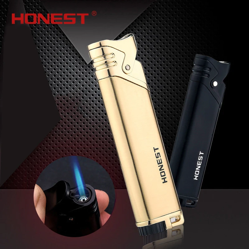 Honest металлическая зажигалка windproog бутан газовая струя пламя прямой огонь сигары