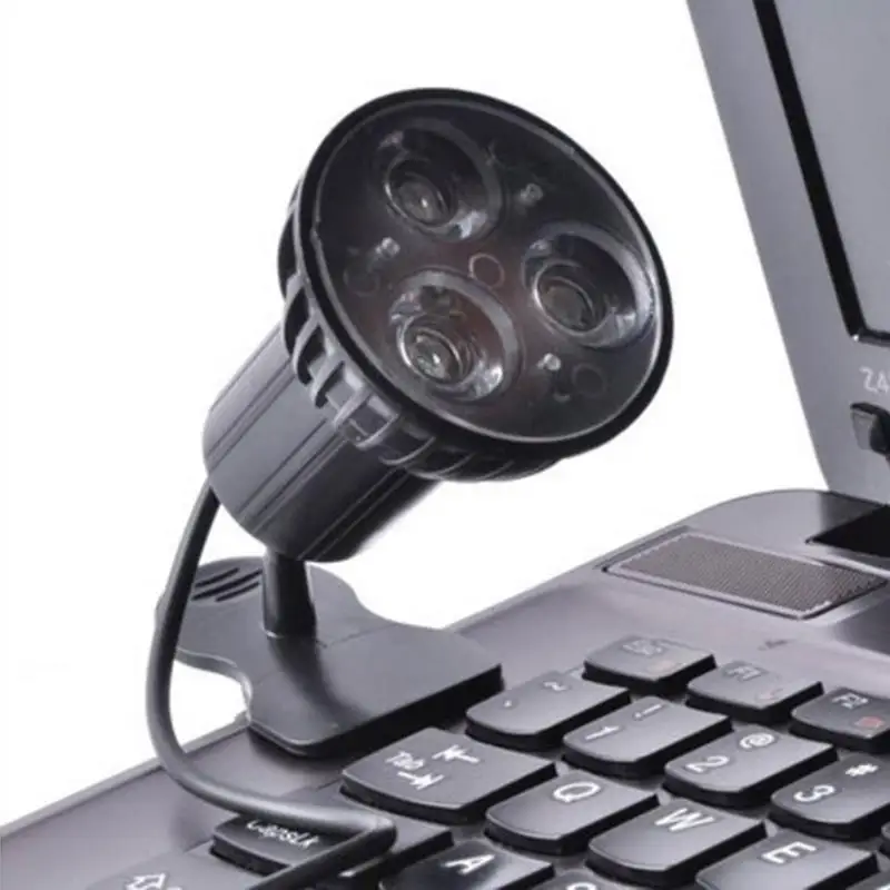 portable night light Super Bright 3 LED Port Clip On Spot USB Light Lamp For Laptop PC Black Hot Sale battery night light