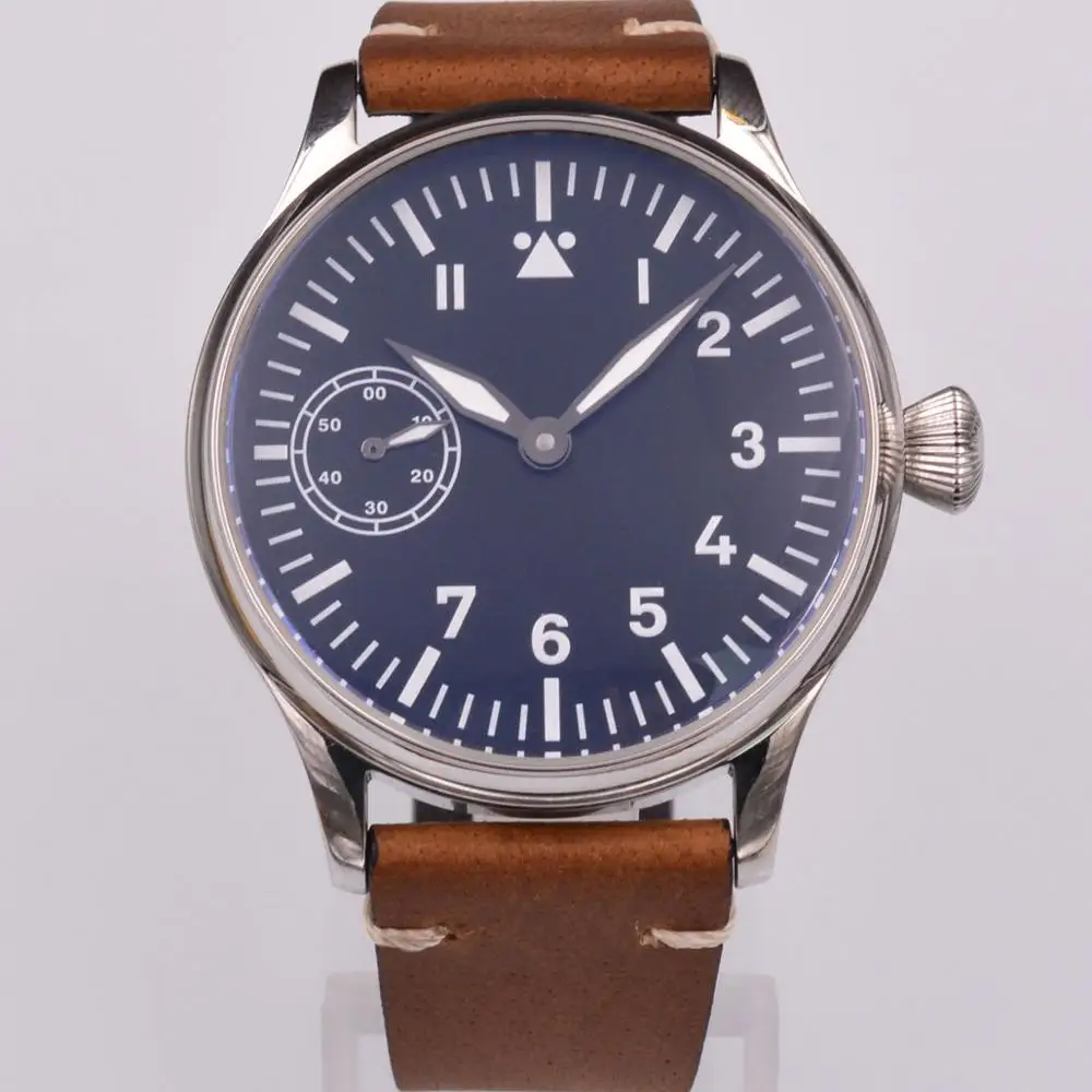 

Corgeut 44mm Vintage Pilot Hand Winding Watch Seagull ST3600 Movement 6497 Fashion Leather Luminous mens Mechanical wristwatch