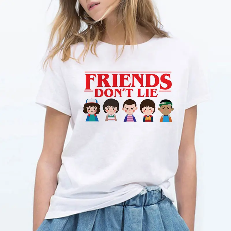 white Уличная одежда, Мультяшные забавные kawaii странные вещи, 3 футболки, женская новая футболка Eleven gothic, женская одежда в стиле хип-хоп - Цвет: white