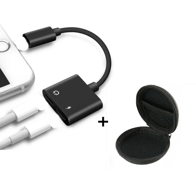 black with bag 2 в 1 двойной для lightning Jack Aux кабель для наушников для iPhone XS Max X 8 7 Plus двойные наушники аудио Зарядка адаптер IOS 12,3 11 - Цвет: black with bag
