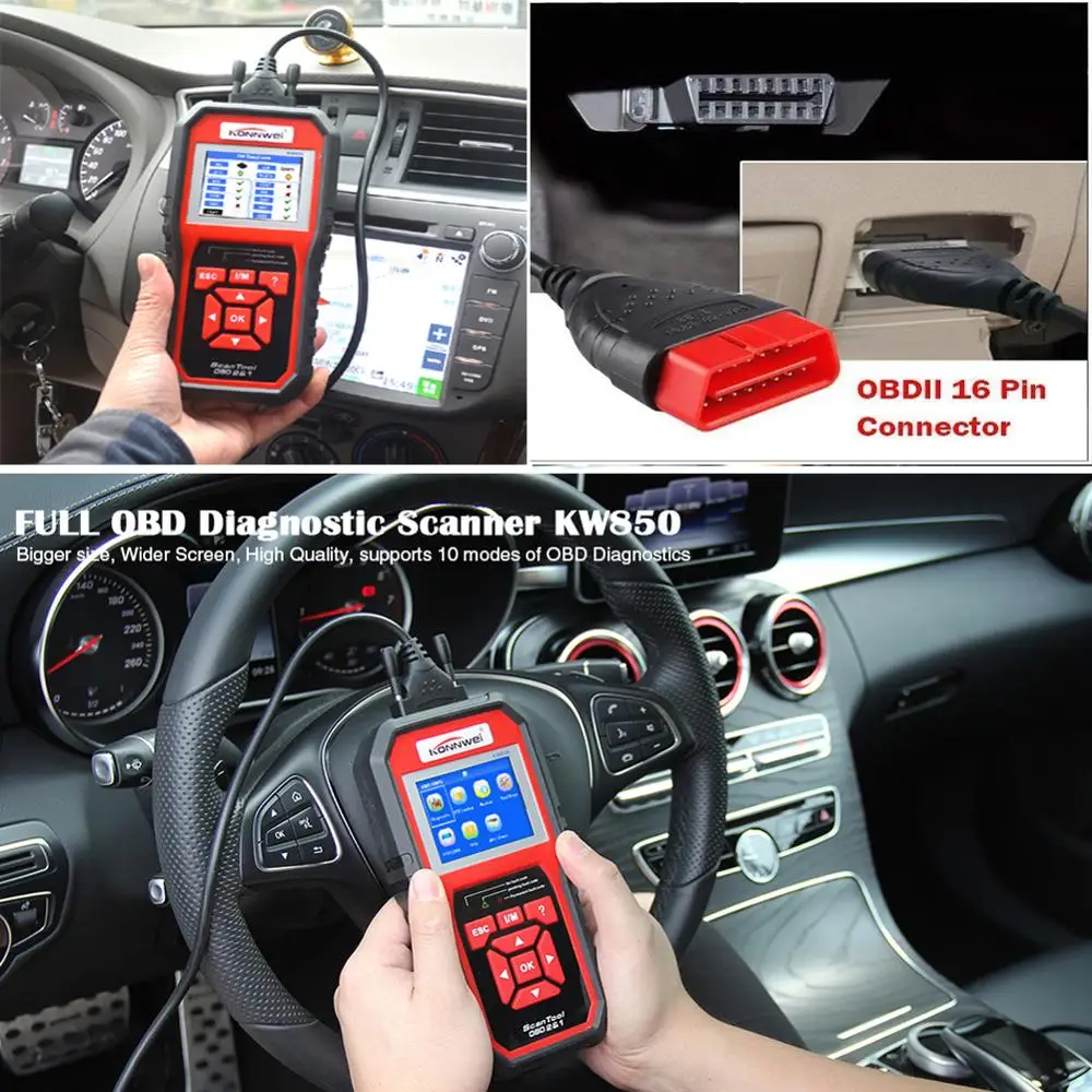Профессиональный OBD сканер OBD2 для диагностики автомобиля KW850 автомобильный