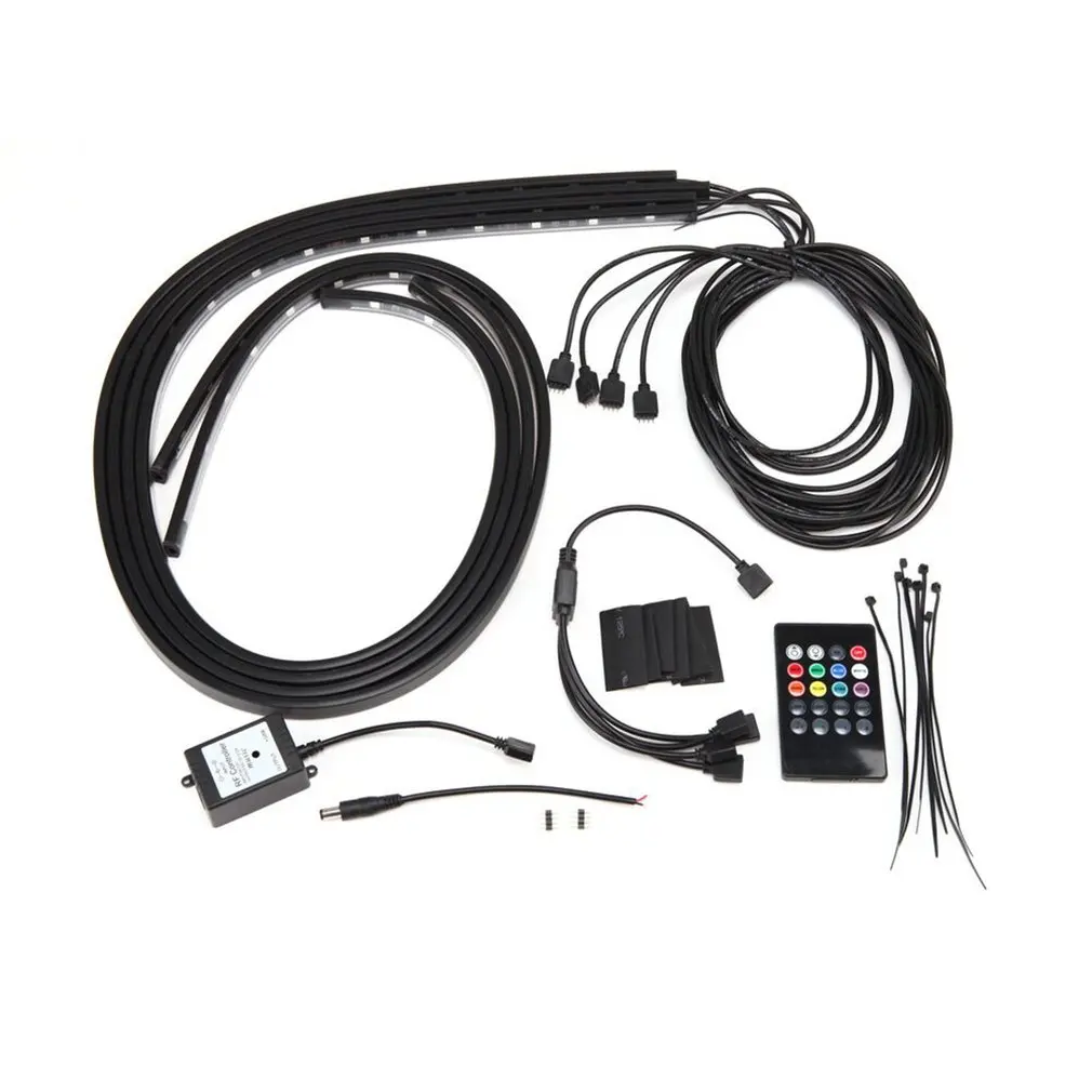 

7 Colors 4-in-1 RGB LED Light Strip Car-styling Music Control Automobile Chassis Lights Car Interior Exterior Decoration Lamp