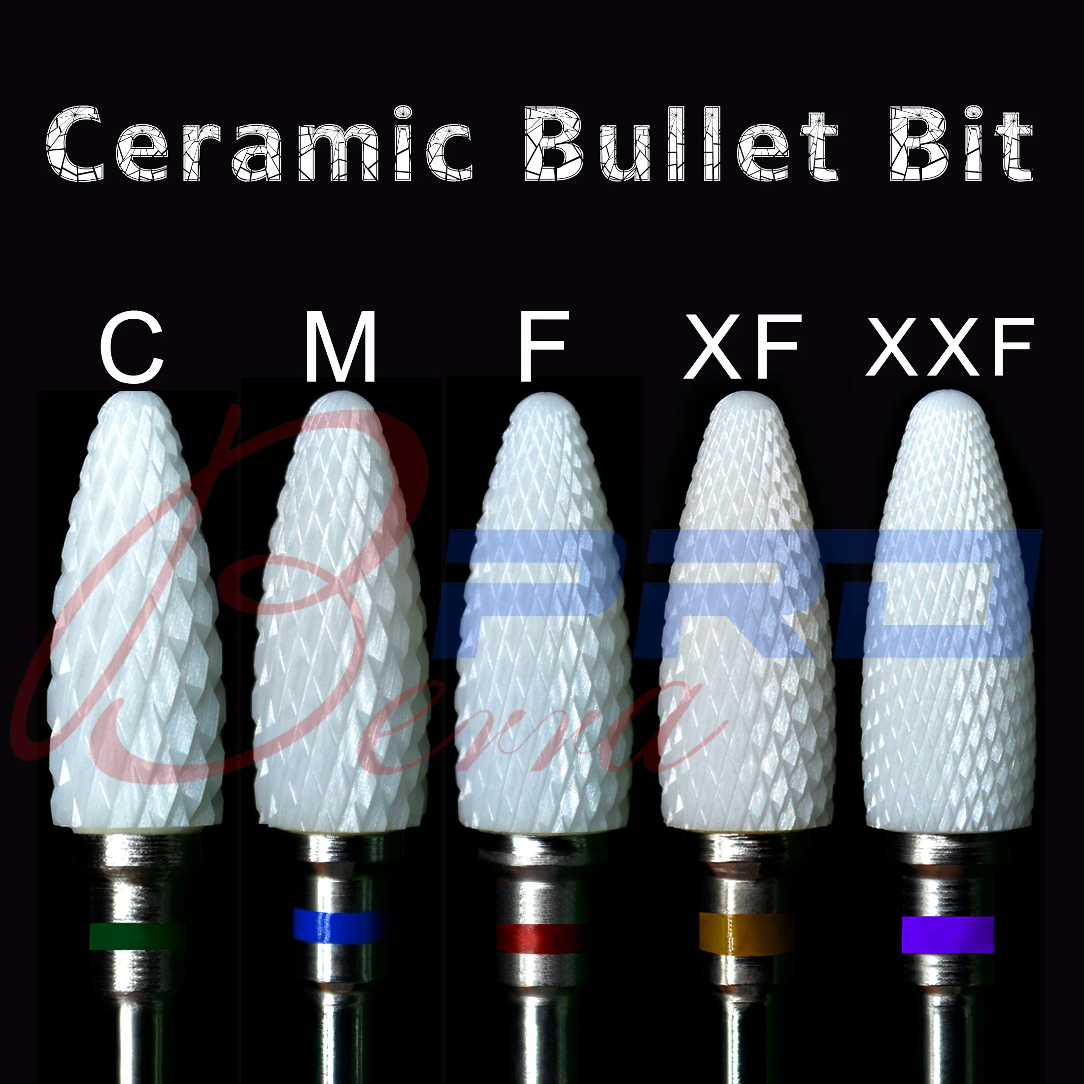 

Proberra Ceramic Nail Drill Bit Rotary Burr Milling Cutter Flame Bullet Bits For Manicure Pedicure Tools Electric Accessories