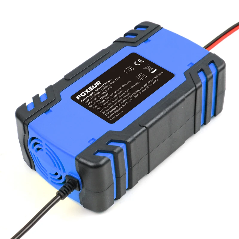 FOXSUR Car Motorcycle Battery Charger 12V 8A 24V 4A Smart Fast Charging for AGM GEL WET EFB Lead Acid Battery Charger charger adapter battery charger fast charger usb charging cable battery charger adapter