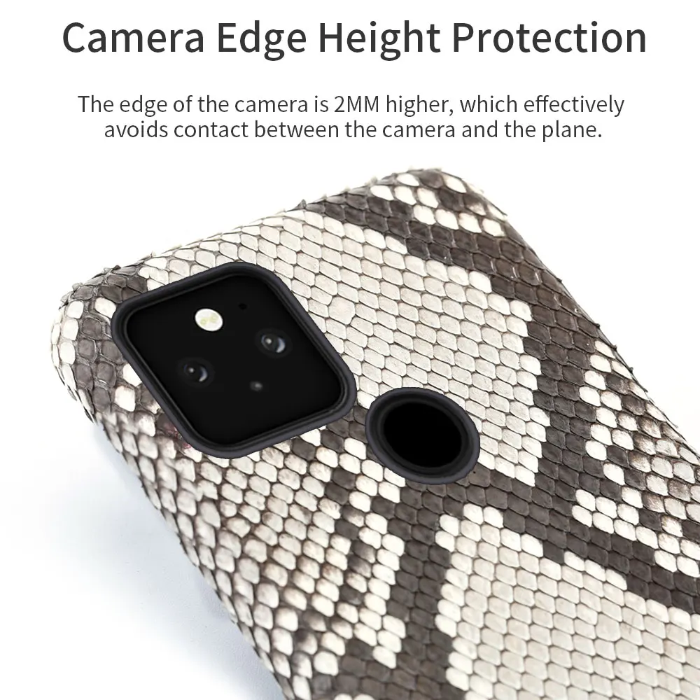 Phone Case For Google Pixel 6 Pro 6 5 5A Pixel 4 Pixel 4A Genuine Python Leather Snakeskins Shockproof Protective Cover Shell
