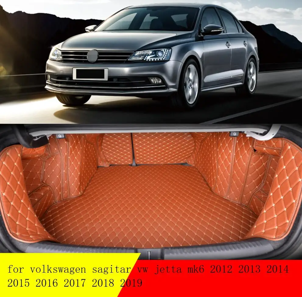 Волокна кожи багажник автомобиля коврик для volkswagen sagitar vw jetta mk6 2012 2013 автомобильные аксессуары