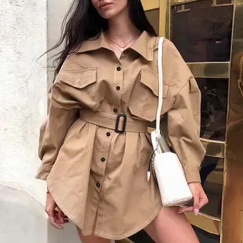 

2020 Casual Women Turtleneck Long Blouses Autumn Single Buttons Ladies Elegant Lace-up Fitted Waist Retro Tops shirt Winter