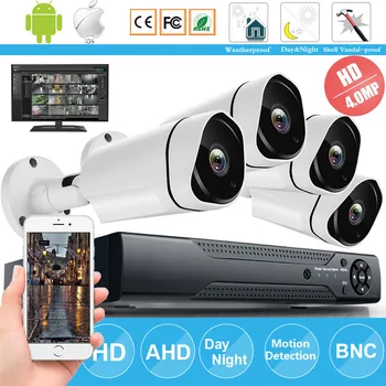 

4CH 4MP CCTV Camera System AHD Bullet Outdoor Camera DVR Video Recorder 4.0MP Video Surveillance Kit Security Camera System