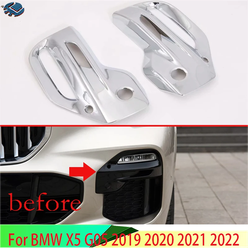 Stainless Steel Front Fog Lamp Frame Decoration Cover Trim 4Pcs Car Styling Auto Exterior Accessories WHJIXC For BMW X5 G05 2019