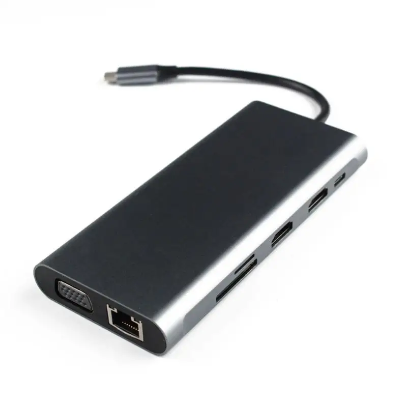 11 в 1 USB C концентратор type C к Мульти USB 3,0 HMDI RJ45 VGA PD зарядка TF/SD кардридер адаптер для MacBook Pro