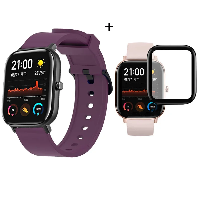 

For Xiaomi Amazfit GTS Bracelet Strap Screen Film Silicone Watchband LCD 3D Full Screen Coverage Protector 2Pcs