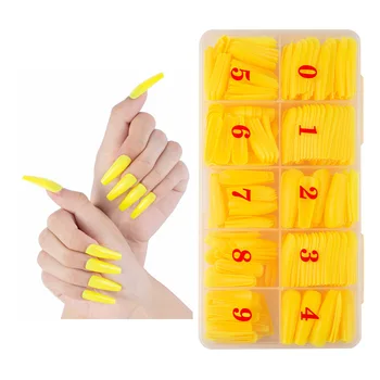 

GW 500PCS +Box Ballerina Nails Half French Natural/Clear Coffin False Nails Artificial DIY False Fake UV Gel Nail Art