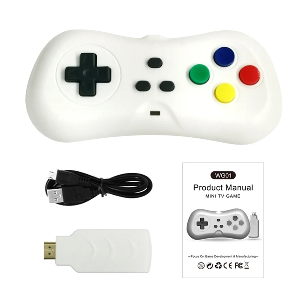 Новейшая WG01 Мини ТВ игровая консоль 2,4G HD беспроводной игровой ключ беспроводной контроллер геймпад 1080P встроенный 200 игр двойная версия - Цвет: white single