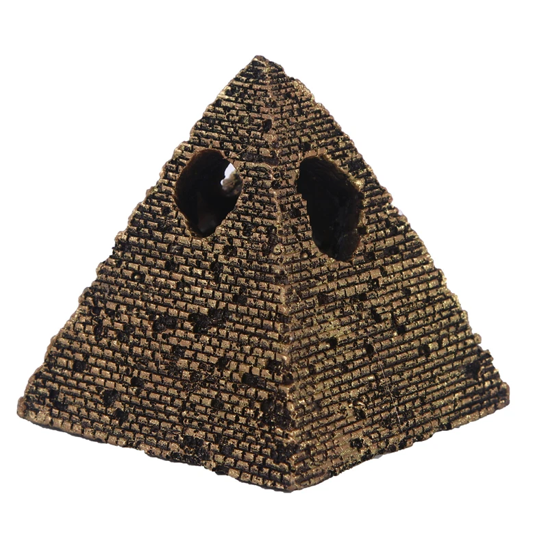 1 Pyramid Reptile Hiding Spot Shale Step Ledge and Cave Hide-Out Medium Aquarium Decoration Resin Habitat House Shrimp Betta