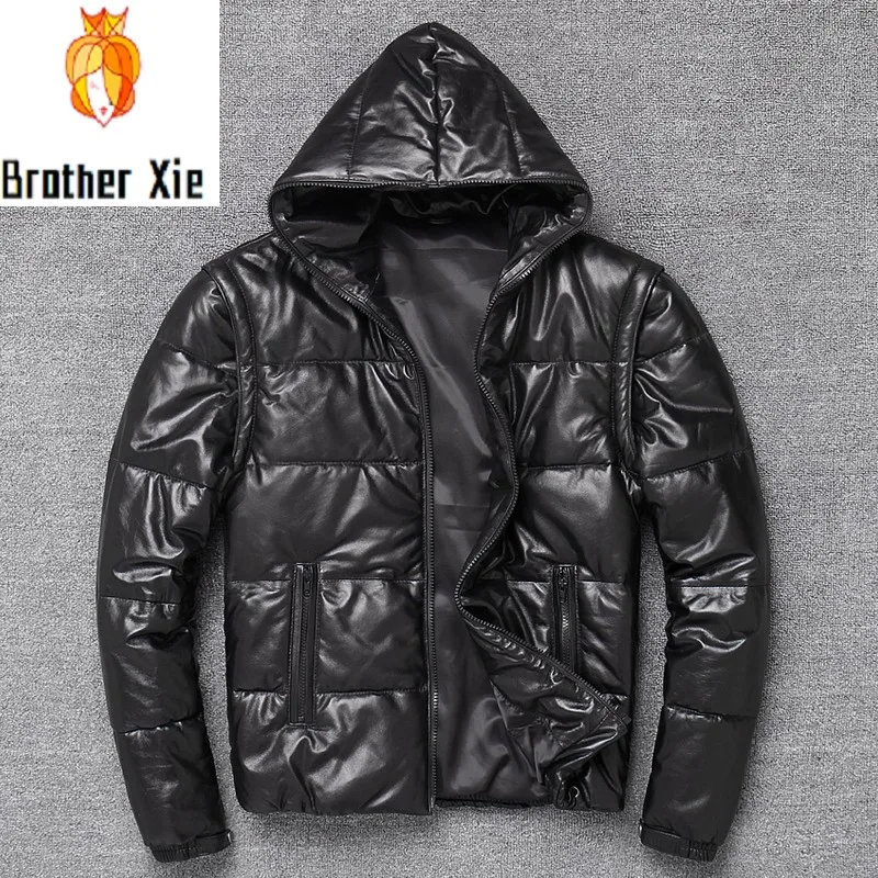 

Winter Sheepskin Hooded Jacket Men 2020 Brand Casual Slim Short Vest Sleeve Detachable Warm Black Cotton Outerwear S-3XL