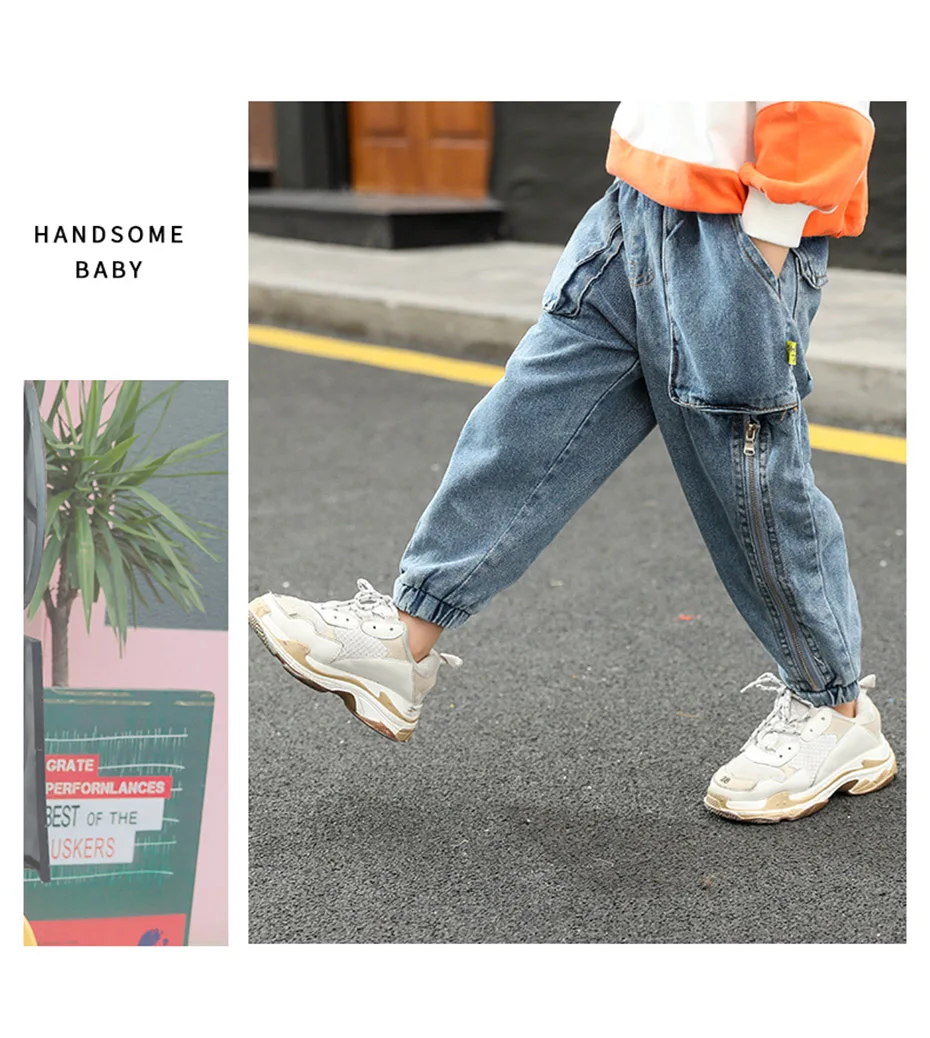 Pants For Boy Loose Casual Boys Jeans Elastic Waist Jeans Kids Autumn Fashion Children's Jeans Clothes For Boys 6 8 10 12 14