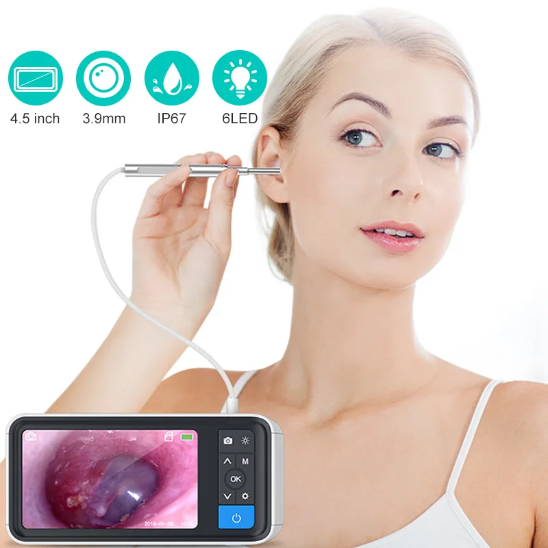 Hd 1080p Digital Otoscope 4.5 Inches 3.9mm Ear Camera 6 Led Lights Ear Wax  Removal Tool For Kids And Adults With 2500mah Battery - Endoscope Camera -  AliExpress