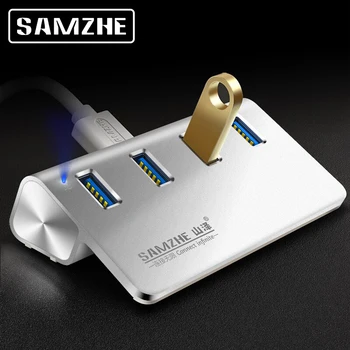 

SAMZHE High Speed USB 3.0 Hub 4 Ports Desktop Extension USB Splitter Aluminum Adpater For Laptop PC Macbook Phone Charging