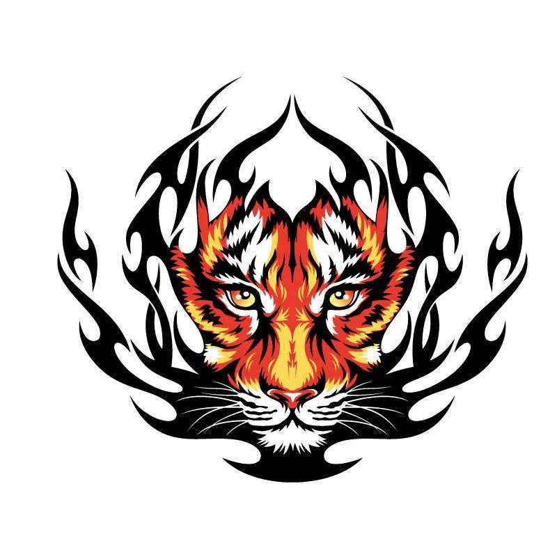 

Funny Car Stickers Fire Creative Tiger Flame Cartoon Car Decals Vinyl Body Car Stickers Decorative Car-Styling PVC 14cm X 20.5cm