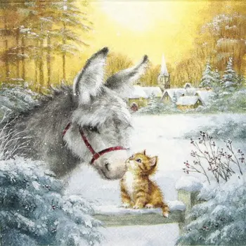 

Full Square/Round Drill 5D DIY Diamond Painting Pony and cat snow scene patterns beads Embroidery Kits Cross Stitch Home Decor