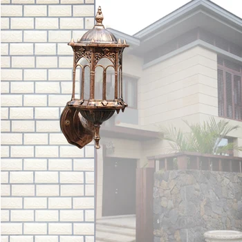 

E27 Lantern Sconce Home Decor Fence Antique Wall Lamp Glass Shade Garden Porch Light Balcony Patio Led Yard Outdoor Waterproof
