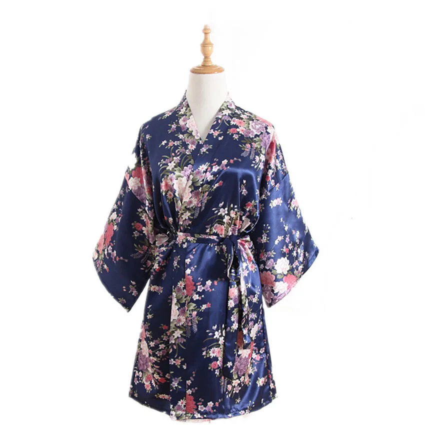 Новогодние японские платья кимоно для женщин Цветочный банный халат пикантное Белье для сна, пижама короткое шелковое кимоно-юката ночные халаты - Цвет: Color8
