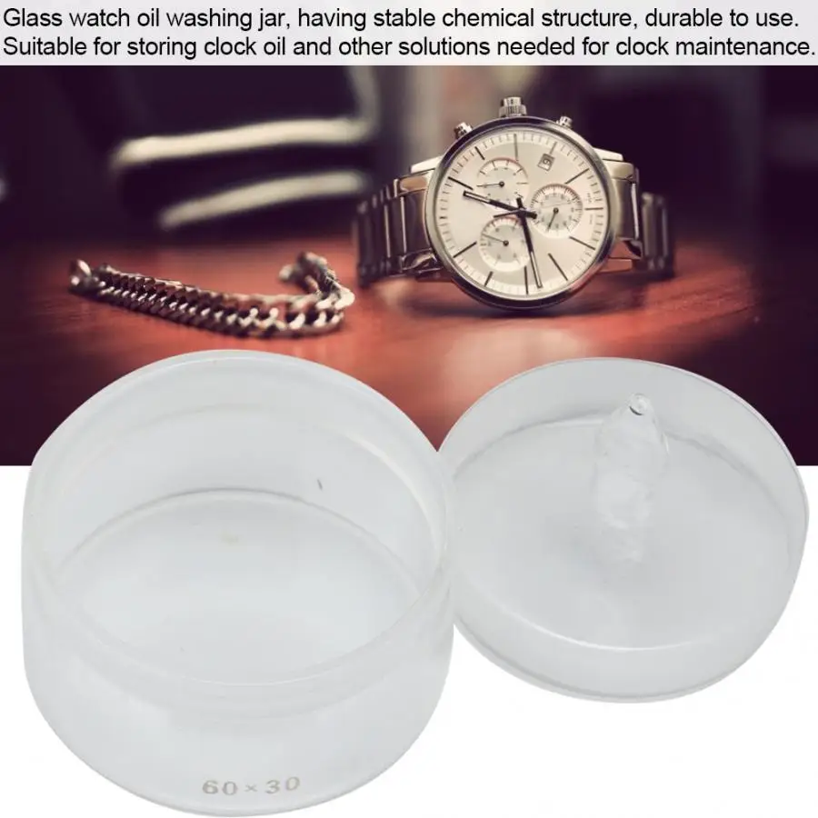 

Glass Watch Movement Cleaning Maintenance Repairing Pot Watch Oil Washing Jar Watch Tool for Watchmaker for Storing Clock Oil