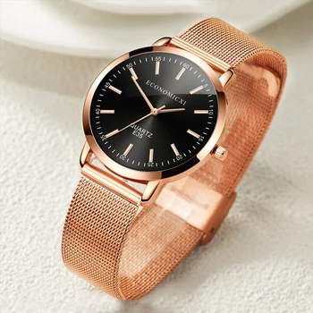 

Casual Fashion Women Watch Rose Slim Mesh Strap Minimalist Wristwatch For Women Quartz Watch New Brand Clock Relojes Para Hombre