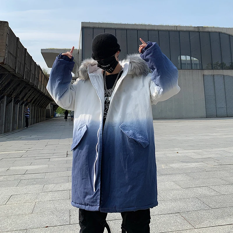 Thick Winter Jacket Men Hip Hop Streetwear Fur Hooded Parka Coat Man Harajuku Japanese Jacket Oversized Clothes Male XXXXXL