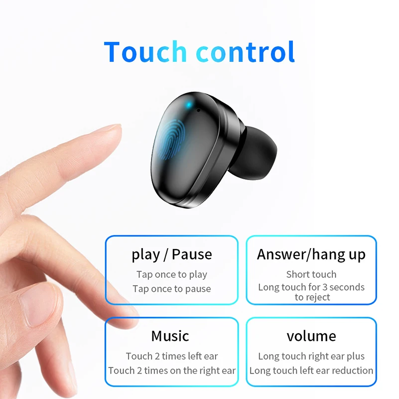 Сенсорные беспроводные наушники TWS Bluetooth водонепроницаемые с внешним