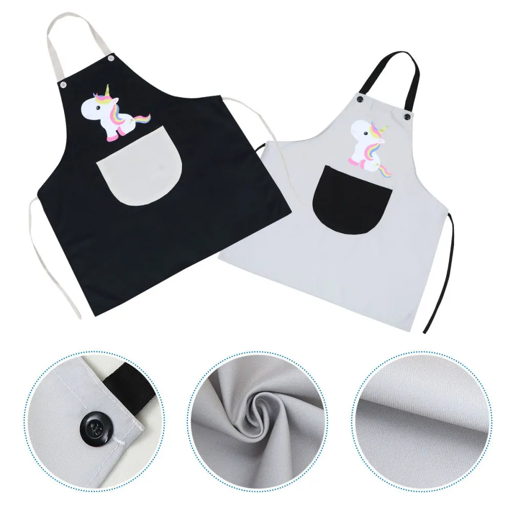 

2pcs Aprons Oilproof Foldable Unicorn Creative Printed Polyester Waterproof Simple Aprons for Women Chef Kitchen Cooking
