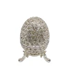 QIFU New Arrival Metal Silver Easter Faberge Egg Crafts Trinket Box Home Decor Gift 2