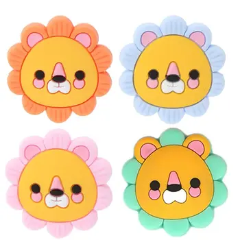 

Drop Ship. 5PCS Silicone Beads Teething Mini Lion Food Grade Silicone Toy Teething Nursing Chewing DIY Shower Gift Baby Teether