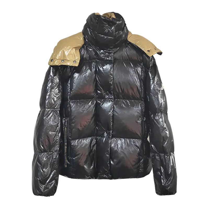 

2019 Autumn and Winter New Women's Casual Short Section High Collar Bright Noodle Loose Trend White Duck Down Hooded Down Jacket