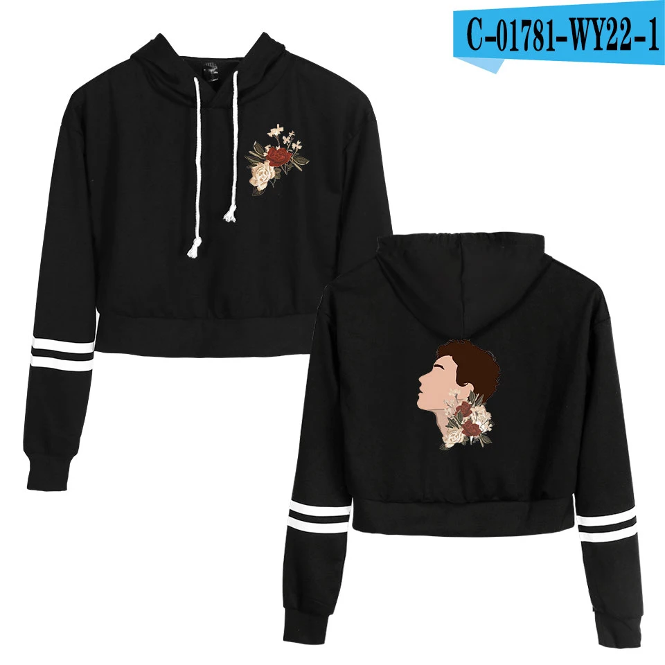 Шон Мендес пупка-толстовки с капюшоном модная одежда для девочек Повседневное белый пупка толстовка Шон Мендес Для женщин сексуальная одежда с капюшоном для улицы, одежда - Цвет: black