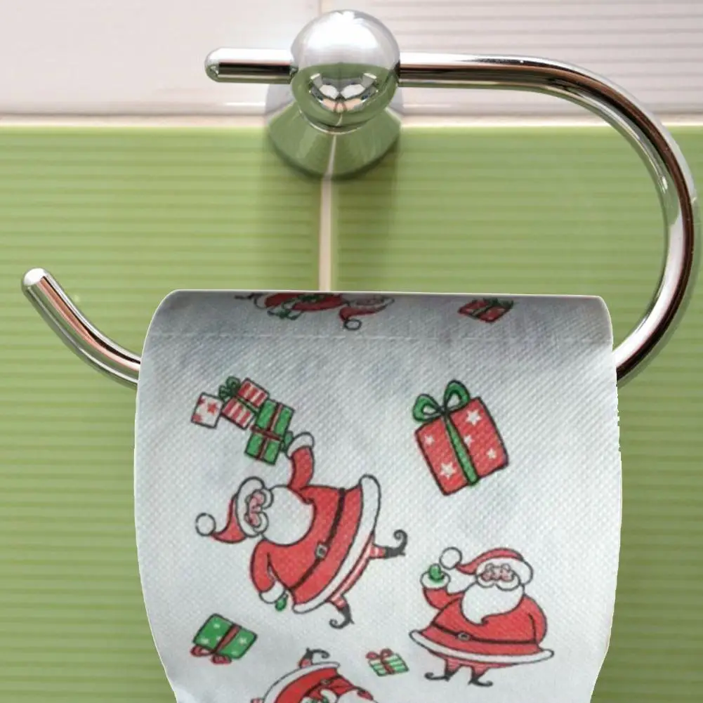 Рождественская туалетная бумага в рулоне, мягкая грязная туалетная бумага с рисунком Senta, хорошая прочность для домашнего использования