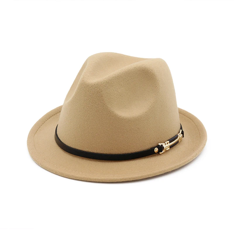 Camel fedora FS модная джазовая шапка Трилби головные уборы для мужчин и женщин Зимняя шерстяная Панама винтажная фетровая шляпа для женщин мафия фетровая шляпа осень - Цвет: Camel fedora