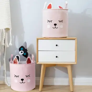 

Folding Laundry Basket Home Toy Storage Baskets Bin For Kids Dog Toys Clothes Organizer Cute Animal Laundry Bucket With Handles