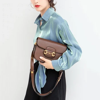 

Fashion Horsebit Messenger Bag Women Luxury Brand Senior Crossbody Bags Small Square Bag 2020 Printed Retro Style Saddle bag
