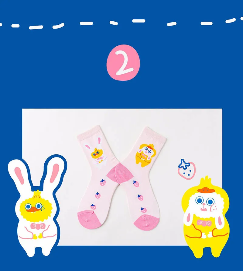 Коллекция осень-зима, носки с рисунками, женские носки Kawaii Happy Funny Tide, дизайнерские носки с креативными персонажами, подарок для женщин