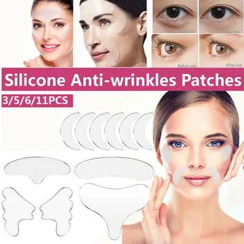 

3/5/6/11pcs/set Anti Wrinkle Eye Chin Forehead Skin Care Pads 100% Medical Grade Silicone Reusable Face Lifting Overnight Patche