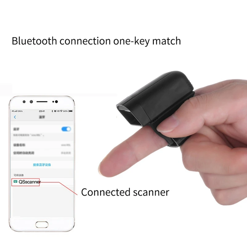 Мини-размер Bluetooth беспроводной сканер штрих-кода носимых колец считыватель штрих-кода CCD 1D 2D qr-код сканер