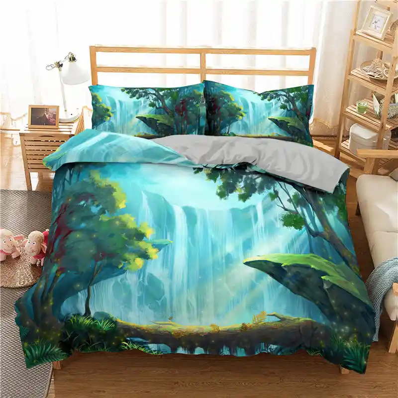 Zeimon Forest Bedding Set 3d Single Size Green Plant Duvet Cover